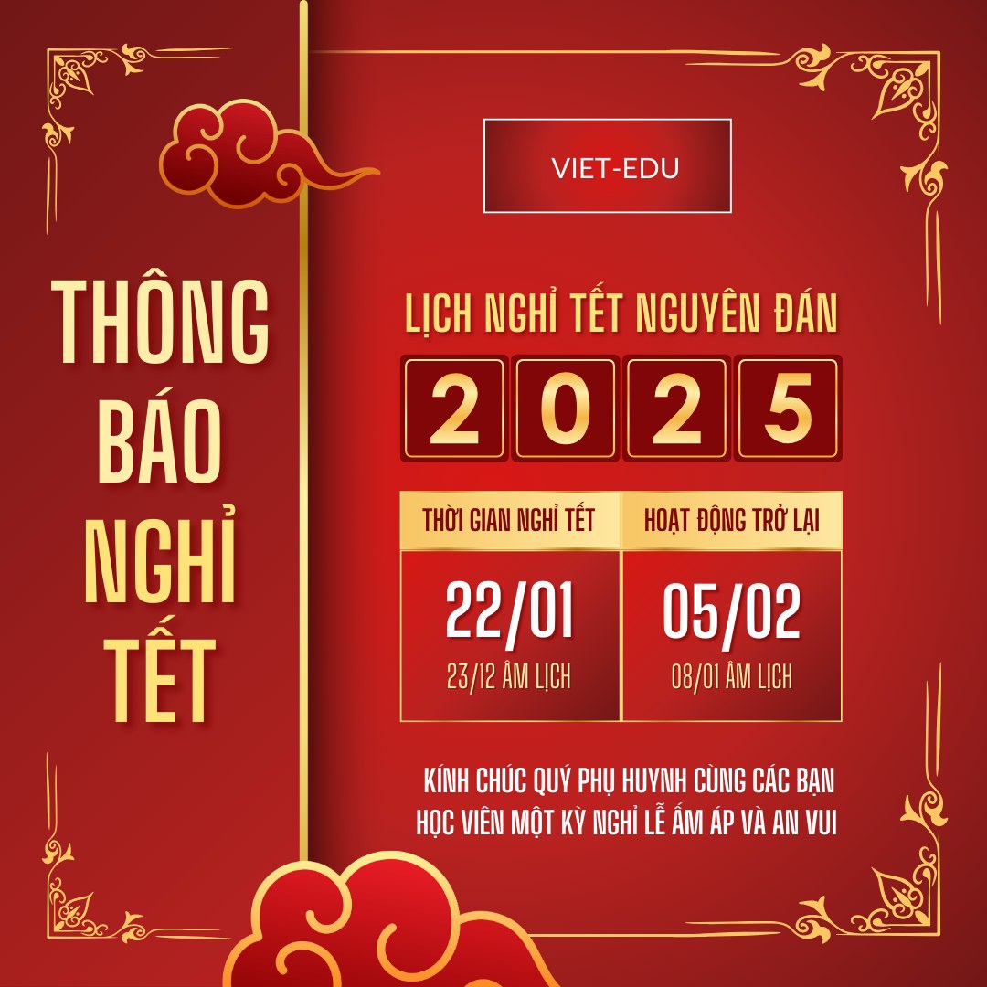 Thông báo lịch nghỉ tết 2025 tại trung tâm
